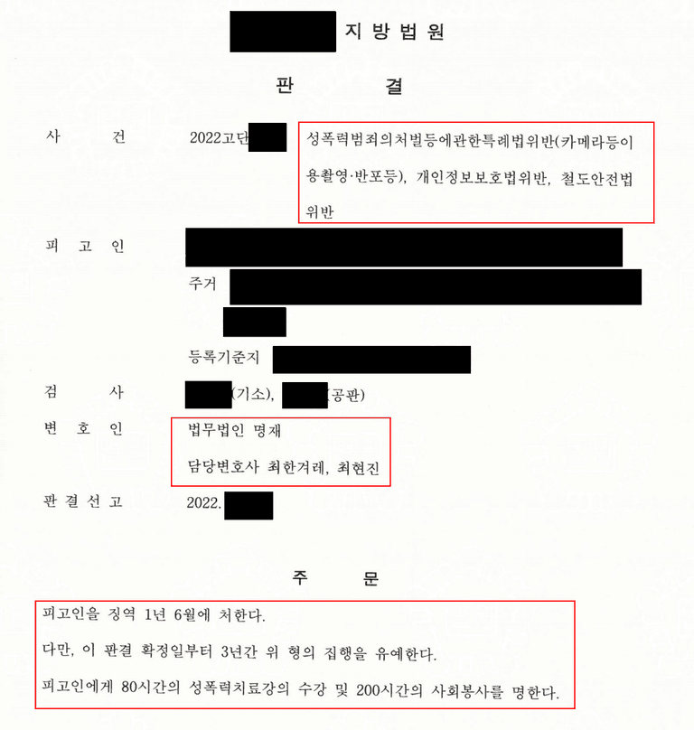 불법촬영과 압수수색 구속영장 그리고 집행유예