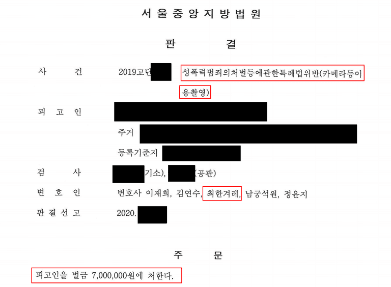 성관계 불법촬영 관련 사례(카메라등이용촬영)