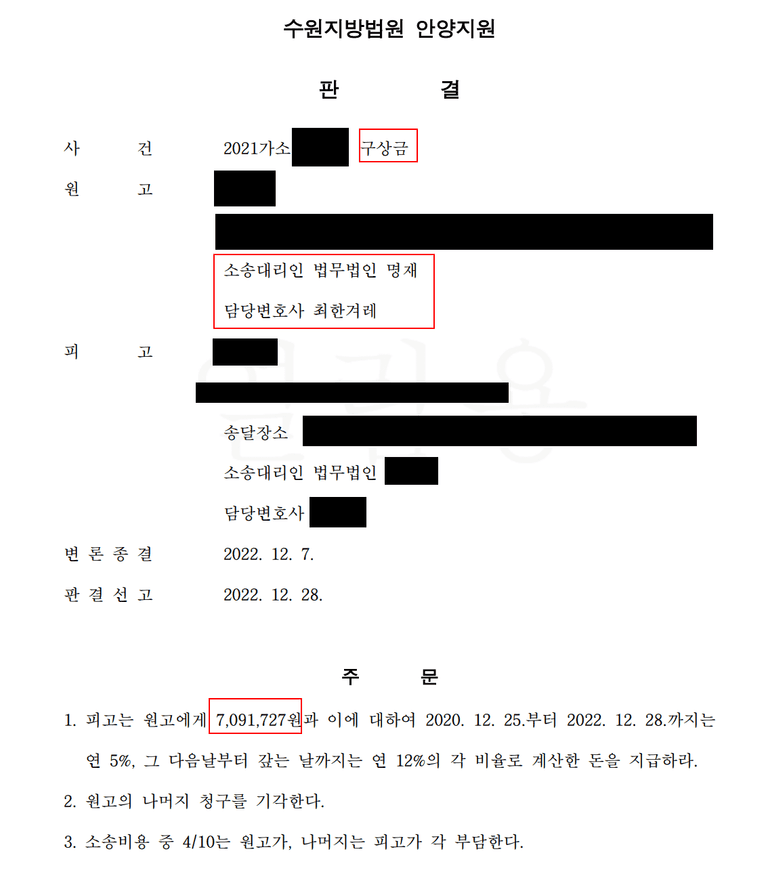 상간소송 위자료 지급 후 공동불법행위자에게 구상금을 청구한다면