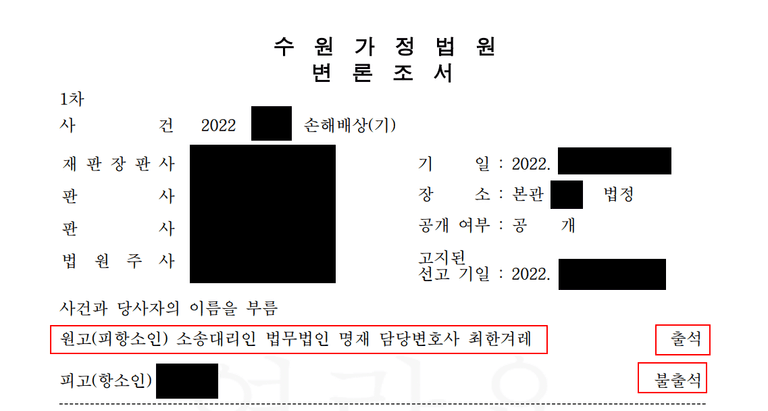 [상간자소송] 상간자의 불복으로 항소심까지 진행한 사건