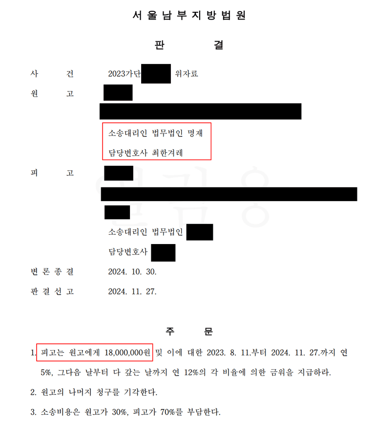 [상간남소송] 아내의 외도로 시작된 소송, 결과는?
