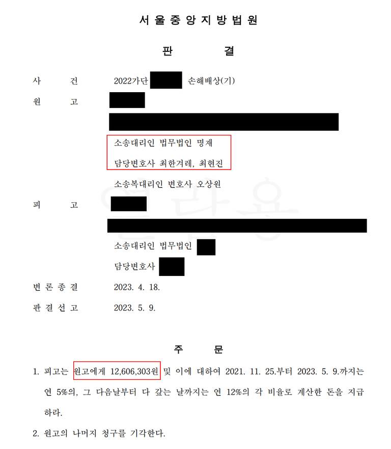 특수상해 피해자가 가해자를 상대로 손해배상 청구소송