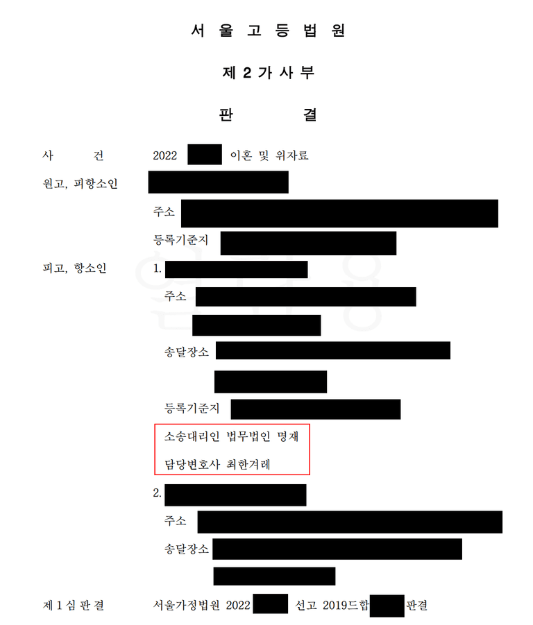 상간녀(내연녀)와 함께 이혼소송에 휘말렸다면(위자료와 재산분할)