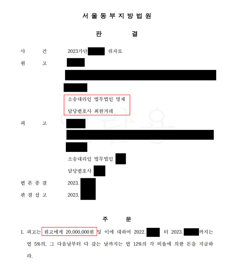 불륜 피해자의 고통, 상간 불륜 관련 위자료 승소사례