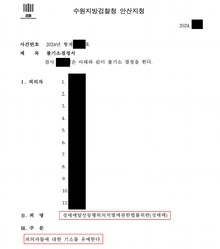 성매매 피의자 조건부 기소유예가 나온 사례