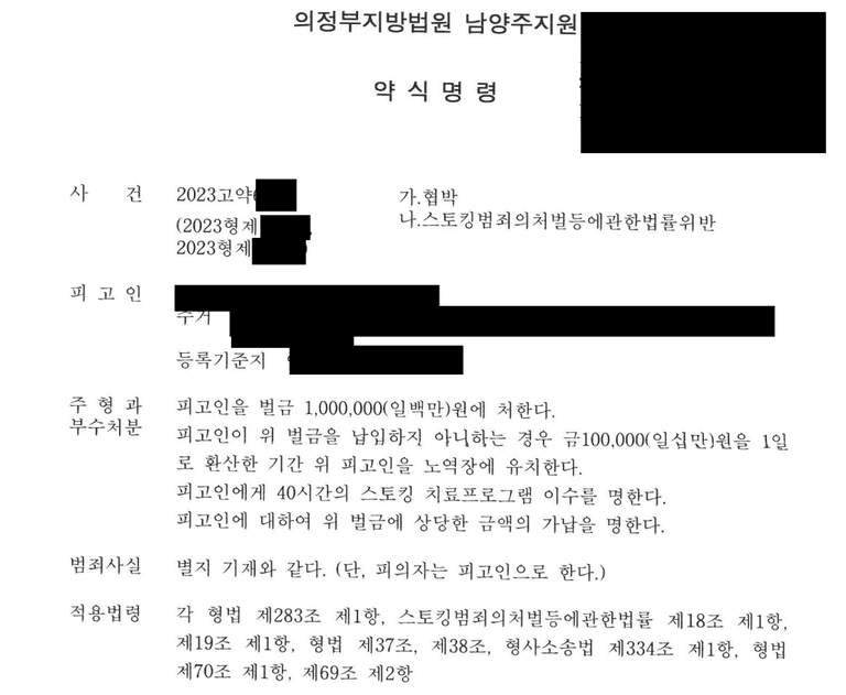 내연남의 이별통보로 시작된 협박, 스토킹 사건