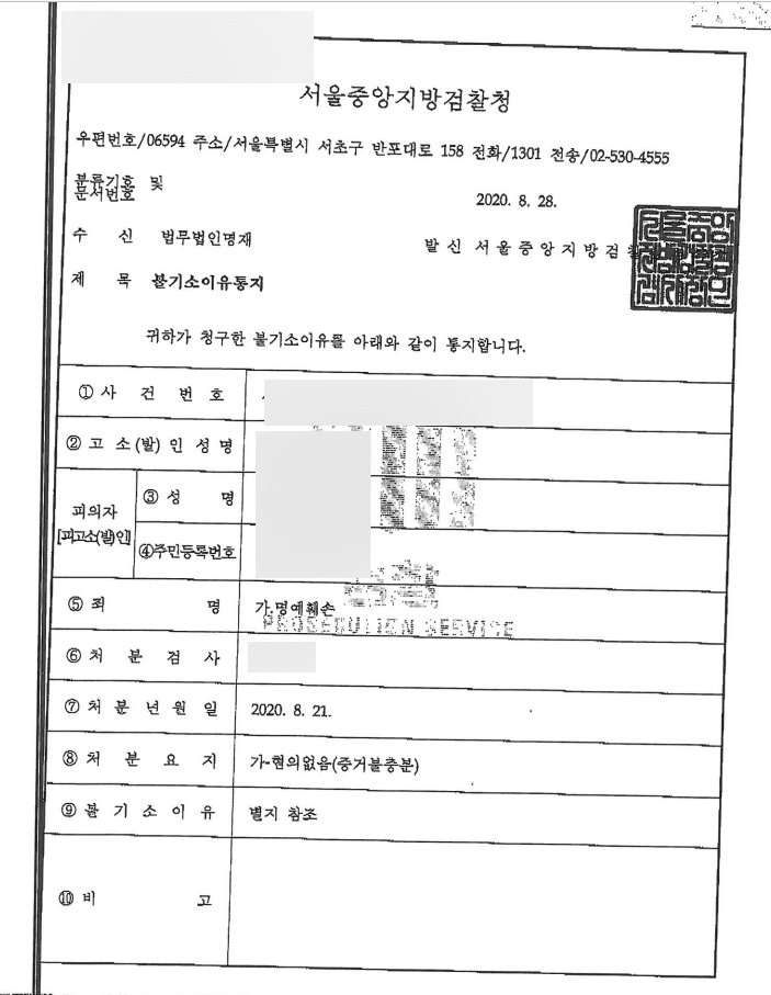 대학교 동아리 명예훼손 무혐의 처분